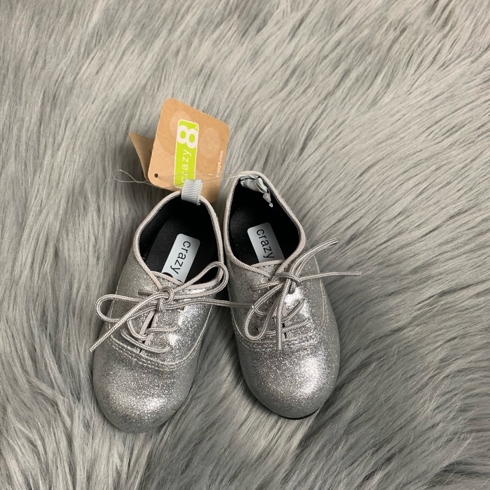 Silver Crazy 8 oxford baby shoes